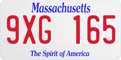 MA license plate 9XG165