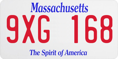 MA license plate 9XG168