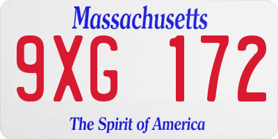 MA license plate 9XG172