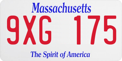 MA license plate 9XG175