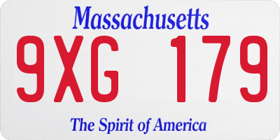 MA license plate 9XG179