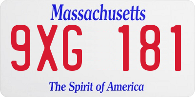 MA license plate 9XG181