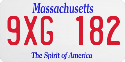 MA license plate 9XG182