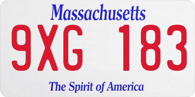 MA license plate 9XG183