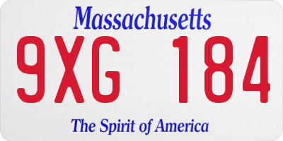 MA license plate 9XG184