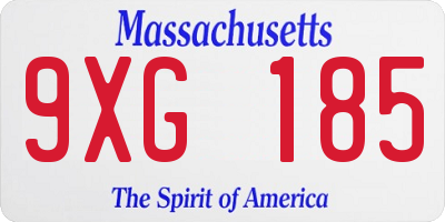 MA license plate 9XG185