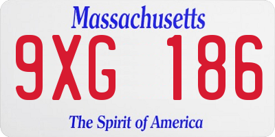 MA license plate 9XG186