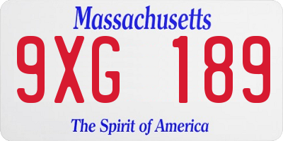 MA license plate 9XG189