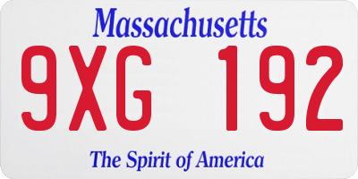 MA license plate 9XG192