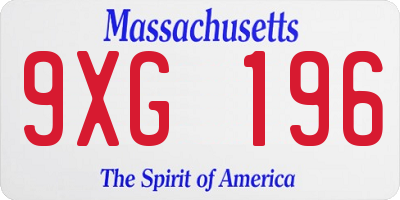 MA license plate 9XG196