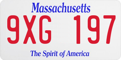 MA license plate 9XG197