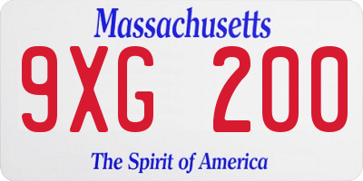 MA license plate 9XG200