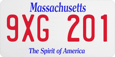 MA license plate 9XG201