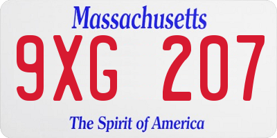 MA license plate 9XG207