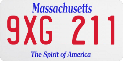 MA license plate 9XG211