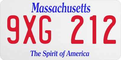 MA license plate 9XG212