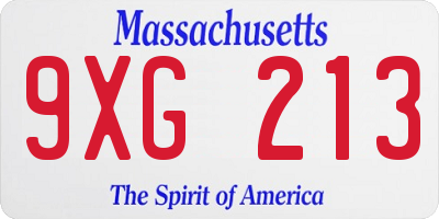 MA license plate 9XG213
