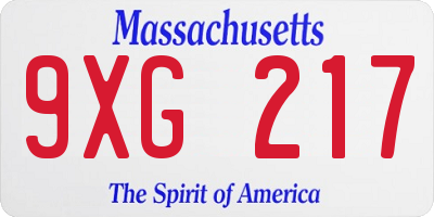 MA license plate 9XG217