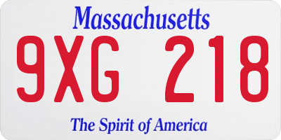 MA license plate 9XG218