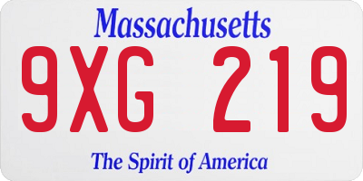 MA license plate 9XG219