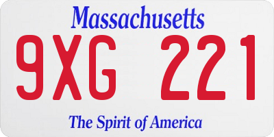 MA license plate 9XG221