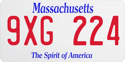MA license plate 9XG224