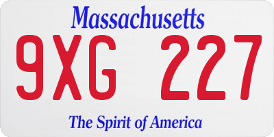 MA license plate 9XG227
