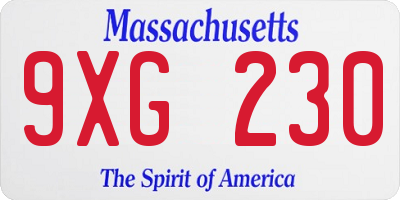 MA license plate 9XG230