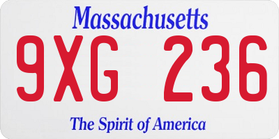 MA license plate 9XG236