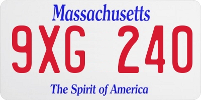 MA license plate 9XG240