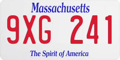 MA license plate 9XG241