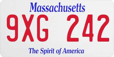 MA license plate 9XG242