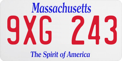 MA license plate 9XG243