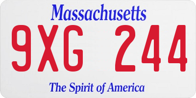 MA license plate 9XG244