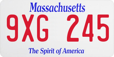 MA license plate 9XG245