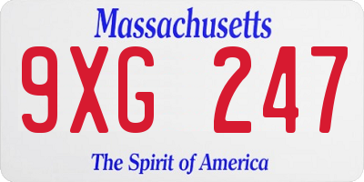 MA license plate 9XG247