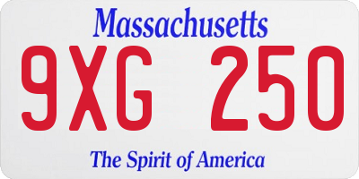 MA license plate 9XG250