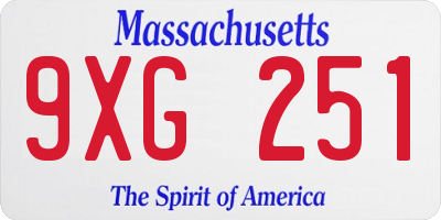 MA license plate 9XG251