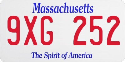 MA license plate 9XG252