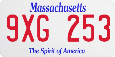 MA license plate 9XG253