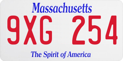MA license plate 9XG254