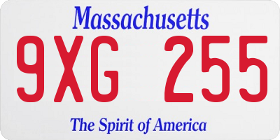 MA license plate 9XG255