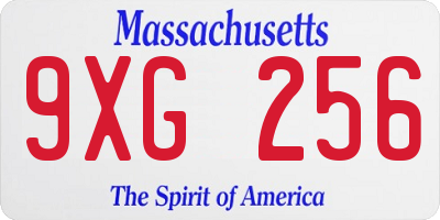 MA license plate 9XG256