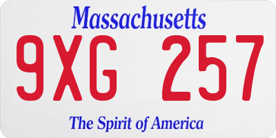 MA license plate 9XG257
