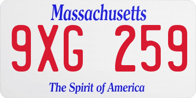 MA license plate 9XG259