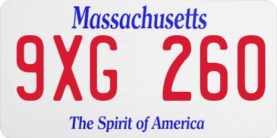 MA license plate 9XG260