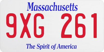 MA license plate 9XG261