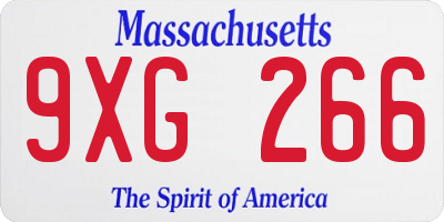 MA license plate 9XG266