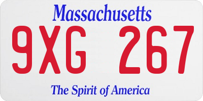 MA license plate 9XG267