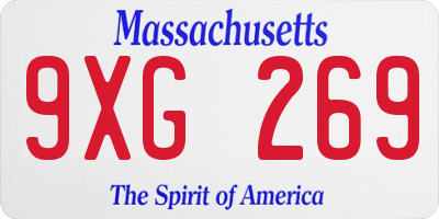 MA license plate 9XG269